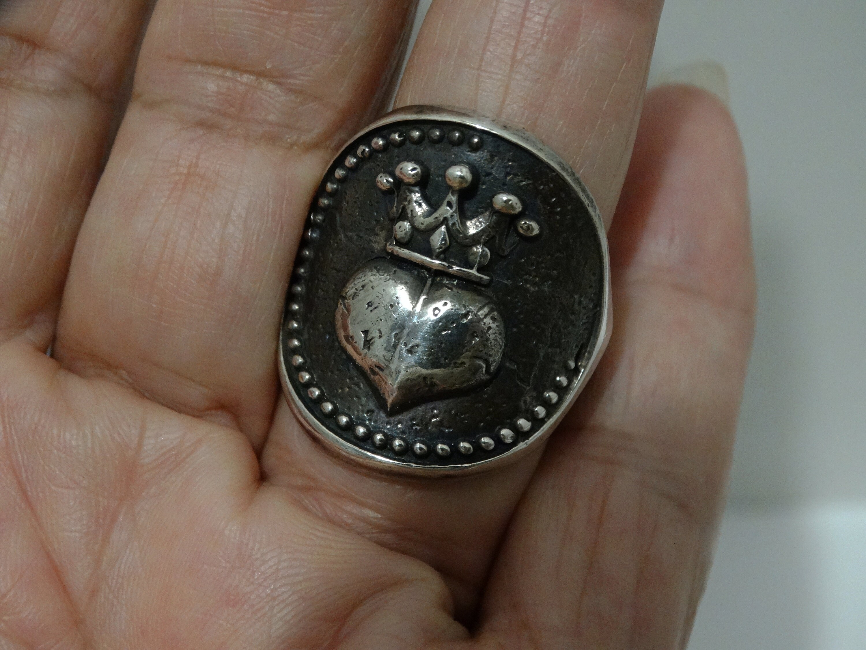 King Baby Queen Baby Solid Sterling Silver Crowned Heart Ring. - Etsy