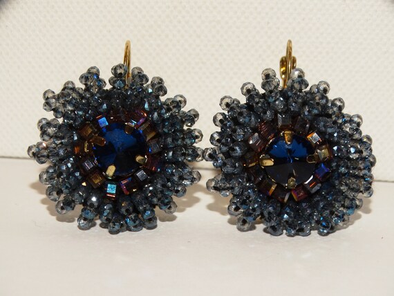 Gold Tone Sparkling Faceted Crystal Stone Earring… - image 5