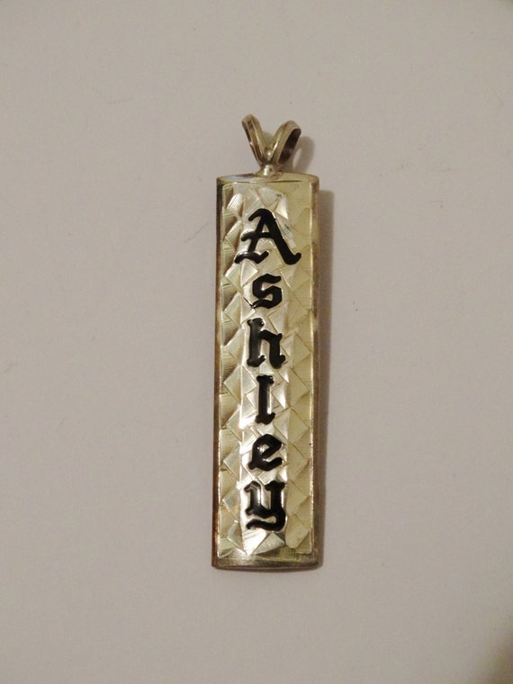 Sterling Stamped ASHLEY Plate Name Pendant. - image 4