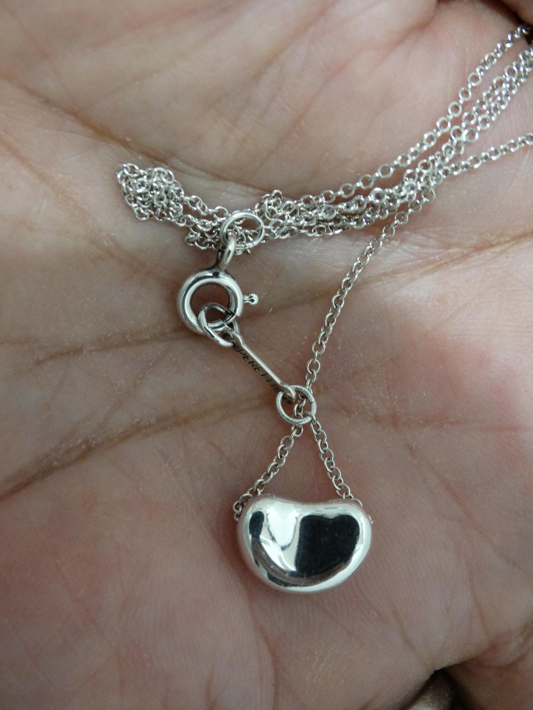 Tiffany & Co Elsa Peretti Sterling Silver Bean Necklace. - Etsy