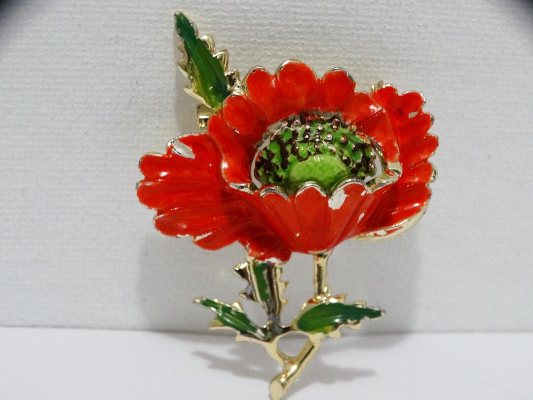 Beatrix Vintage Gold Tone Enameled Puppy Flower Brooch. - Etsy