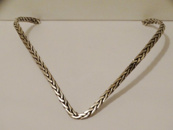 Solid Sterling Silver Braided Design V Chocker Ne… - image 6