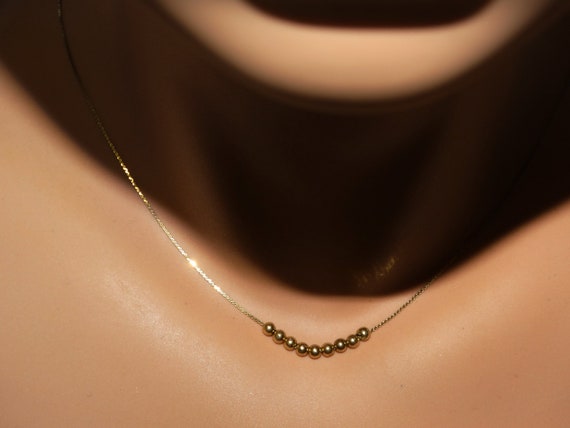 14k YG Chain W/ 9 Beads Necklace. - image 4