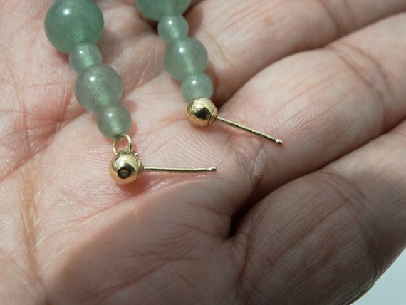 14k Y Gold Green Jade Earrings. - image 6