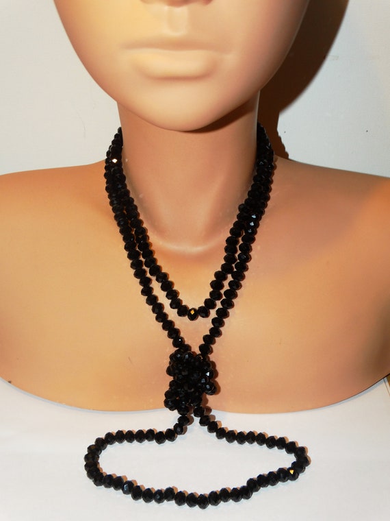 Faceted Sparkly Black Glass Necklace. - image 2