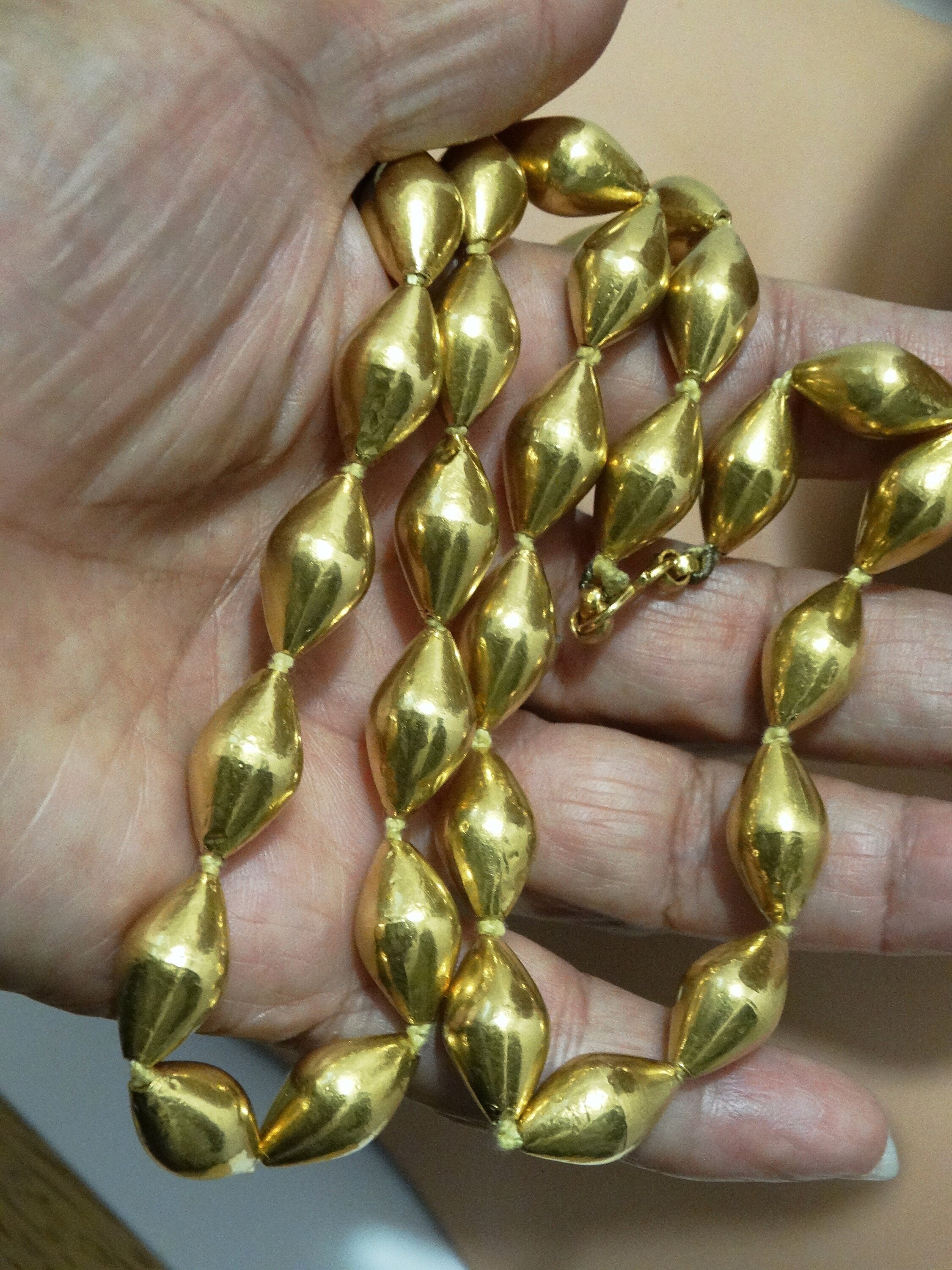 22K Gold Hand Made Bormala Ball Necklace. 37 Grams 26 INCHES