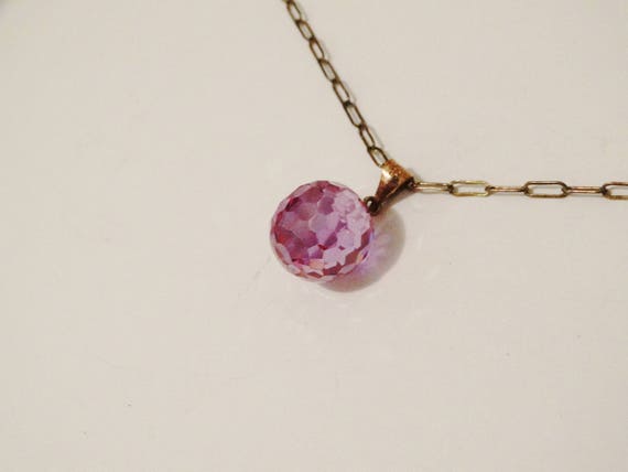 Sterling Silver Lavender Faceted Glass Ball Penda… - image 7