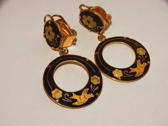 Damascene Design Handmade Hoop Earrings.