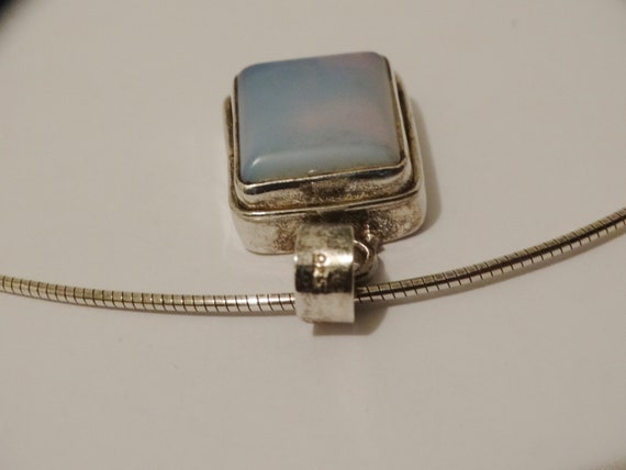Sterling Silver Square Opalescent Stone Chocker n… - image 6