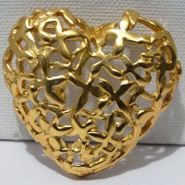 Anne Klein Gold Tone heart Brooch.