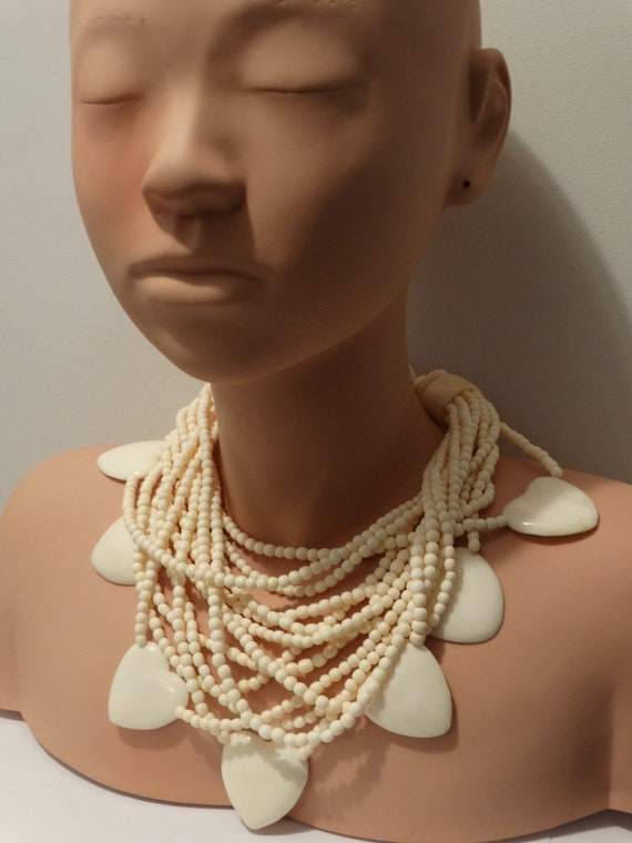 Massive 239g Designer Signed Heart And Bead Neckla