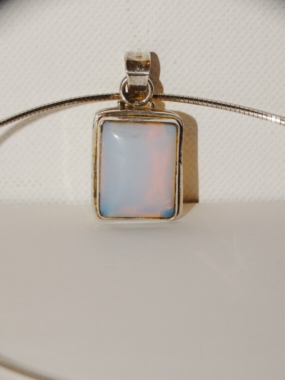 Sterling Silver Square Opalescent Stone Chocker n… - image 5