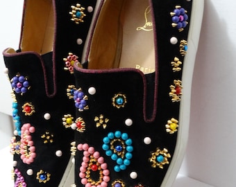 Christian Louboutin Candy Flat Beaded Sneakers Size 41.