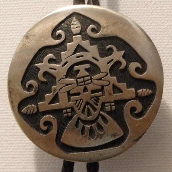 Navajo Solid Sterling Silver 3D Bolo Tie.