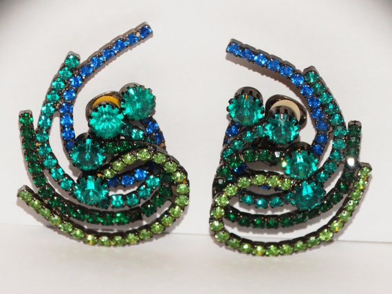 Vintage Huge Clip-On Rhinestone Earrings. - image 1