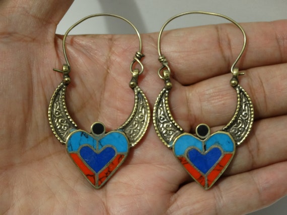 Brass Silver Plated Heart Earrings. - image 9