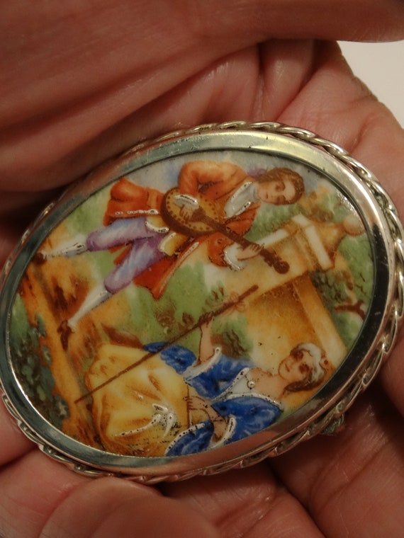 Sterling Silver Made In Italy Hand Painted Limoge… - image 10