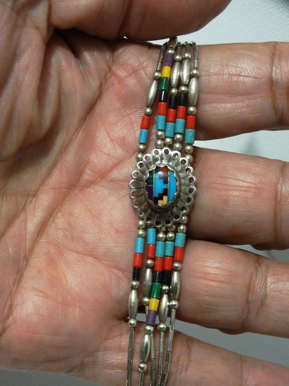 Navajo Sterling Silver Multi gemstone Bracelet.