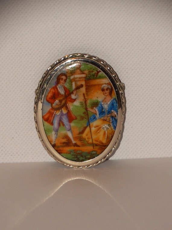 Sterling Silver Made In Italy Hand Painted Limoge… - image 4