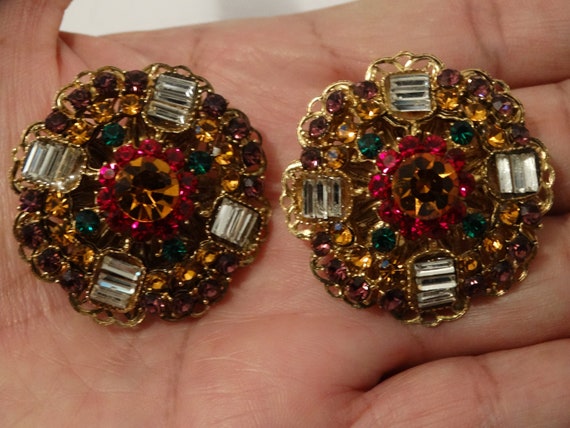 Gold Tone Metal Beautiful Baguette Multicolor Des… - image 4