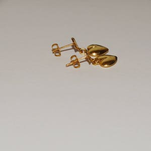 14k Yellow Gold Dangling Heart Earrings image 10