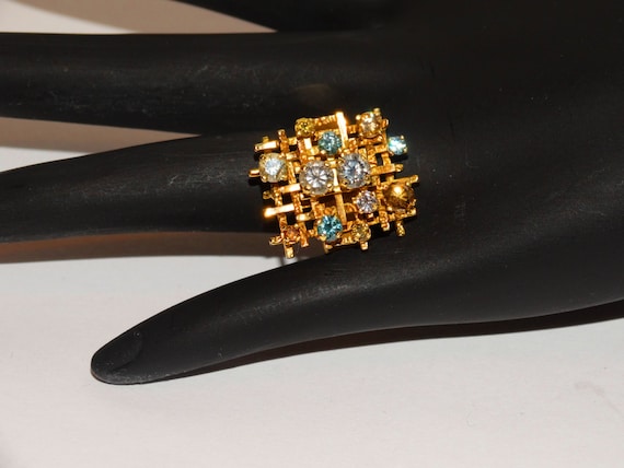 18k Yellow Gold RARE Candy Color Diamonds, size 8… - image 1