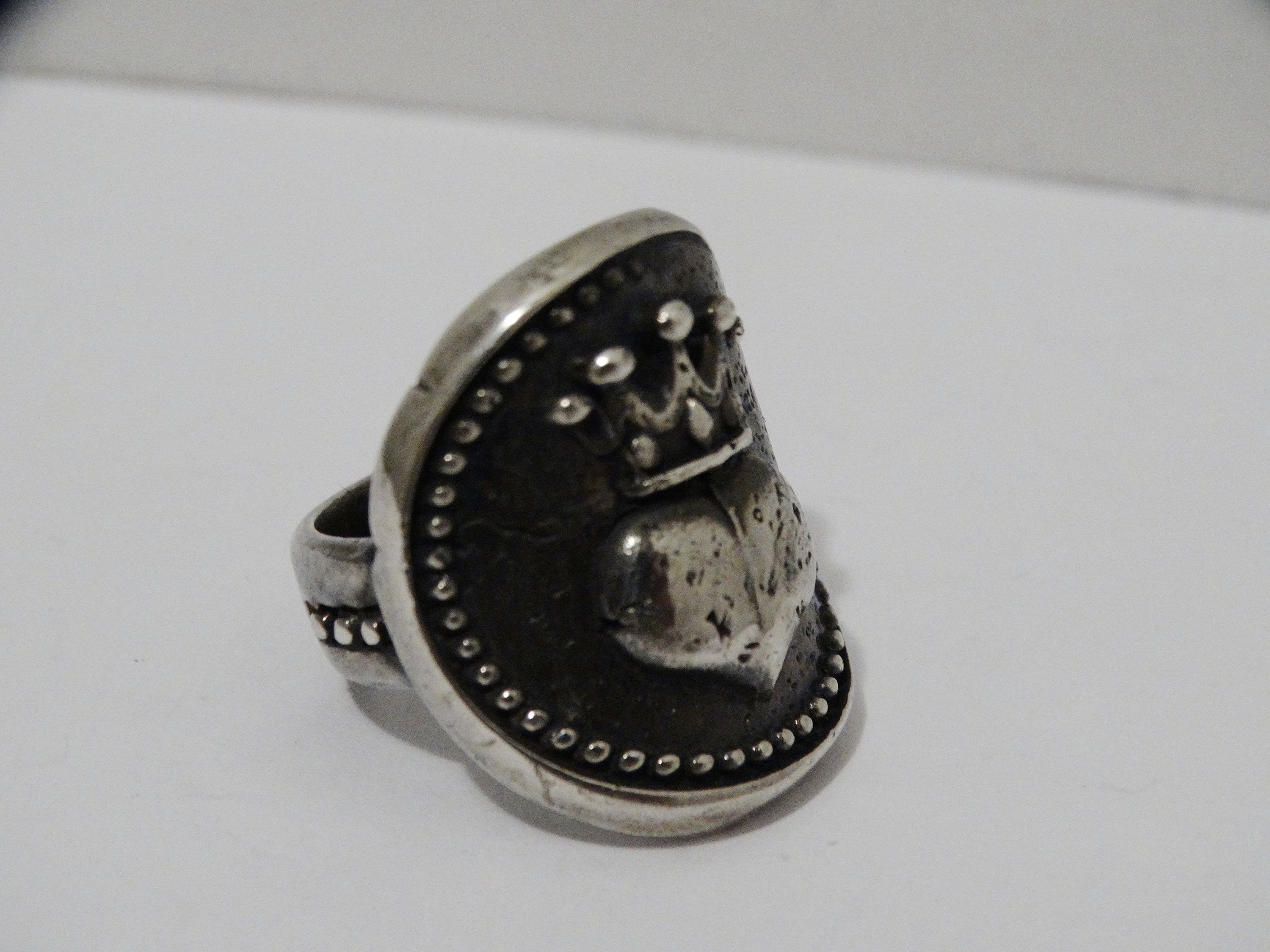 King Baby Queen Baby Solid Sterling Silver Crowned Heart Ring. - Etsy