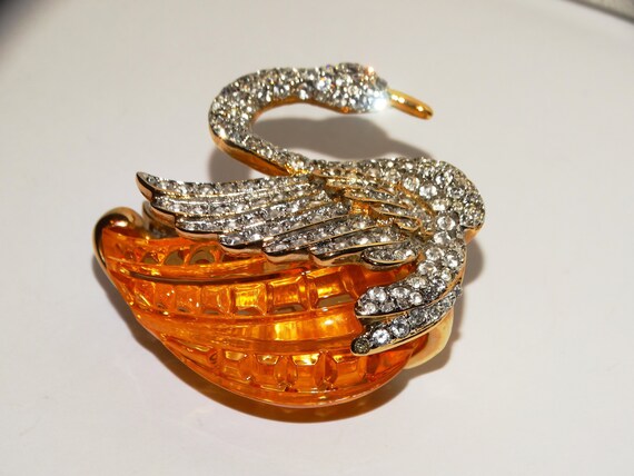 Kenneth Lane Gold Tone Crystal and Amber Color Lu… - image 2