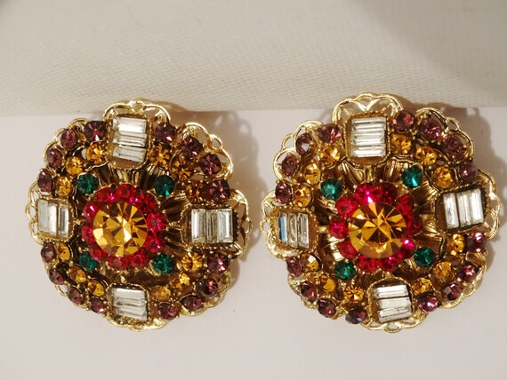 Gold Tone Metal Beautiful Baguette Multicolor Des… - image 3