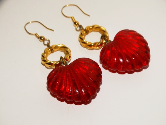 Gold Tone Costume Plastic Earrings. - image 1