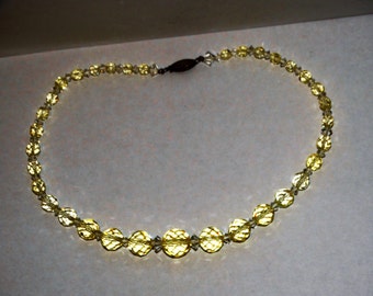 1940's Sterling Silver Clasp Pale Faceted Citrine 17" collar.
