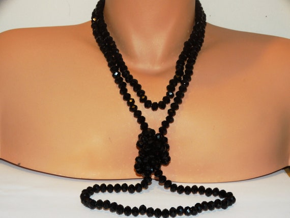 Faceted Sparkly Black Glass Necklace. - image 8