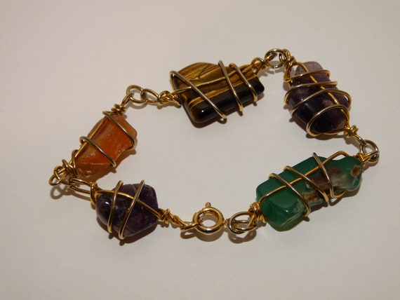 Gold Tone Genuine Gemstone Bracelet. - image 3