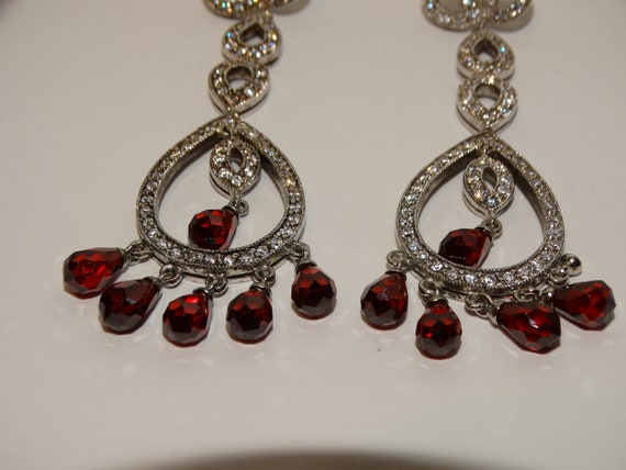 Solid Sterling Silver Pave Crystals and Genuine G… - image 8