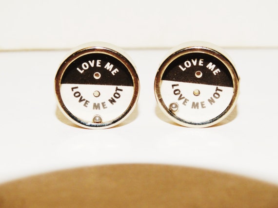 Man's Love me" "Love me not" cufflinks made from … - image 1