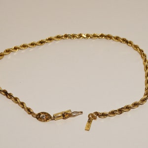 14k 5.7 Grams Solid Yellow Gold Designer Signed Rope Bracelet w/Genuine Diamond. image 8