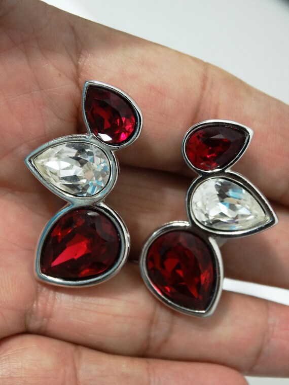 【SAINT LAURENT】Silver-tone clip earrings イヤリング Vintage YSL Yves Saint Laurent Gunmetal Chain Link Design