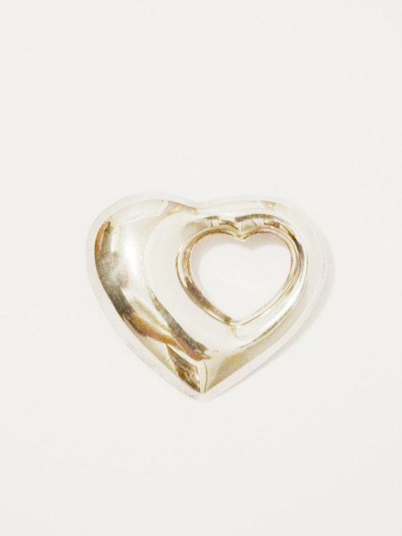 Sterling Silver Large Cutout Heart Brooch.