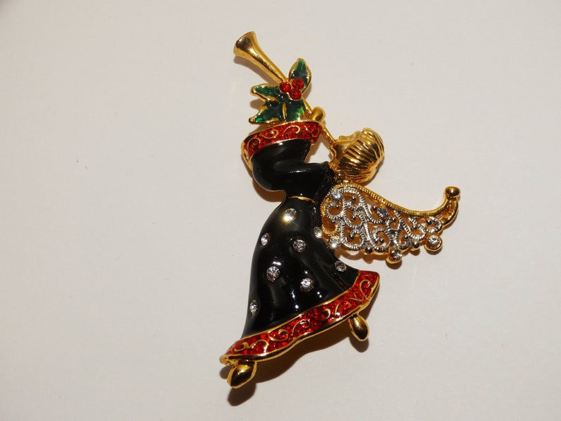 Christmas Gold Tone Angel Brooch.