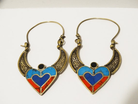 Brass Silver Plated Heart Earrings. - image 6