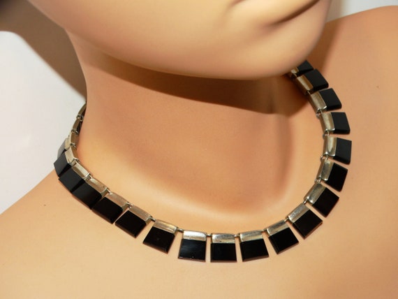 Solid Sterling Silver Black Onyx Made Mexico Neck… - image 5