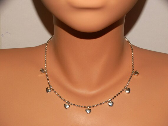 Sterling Silver Designer Signed Chocker Heart Sta… - image 1