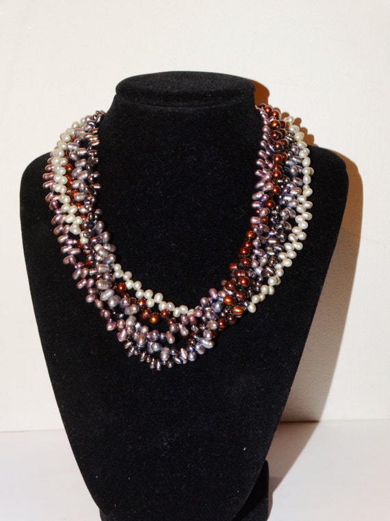 Sterling 925 Stamped Multicolor Multistrand Pearl… - image 3