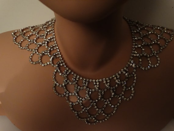 Silver Tone Sparkling Rhinestones Choker Necklace. - image 7