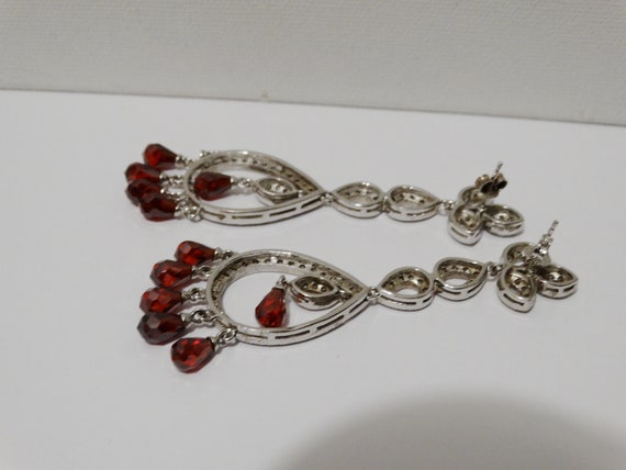 Solid Sterling Silver Pave Crystals and Genuine G… - image 3