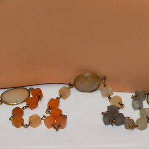 14k YG Plated Genuine Square Shaped Gemstones Necklace.
