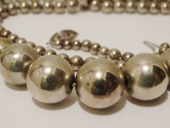 Sterling Silver 32" Inch Long Graduated Bead Neck… - image 3