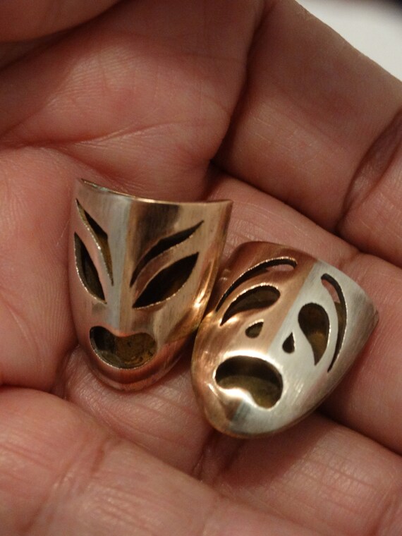 Metales Casados Tragedy Comedy Mask Earrings.