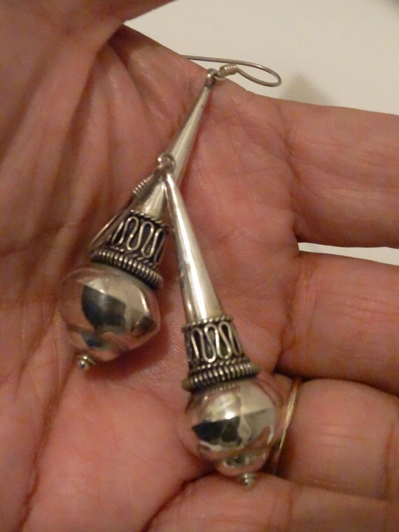 Sterling Silver Stamped Dangling Earrings.