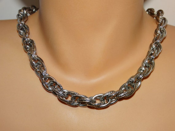 Sterling Silver 10mm Wide Chain Necklace. - image 10